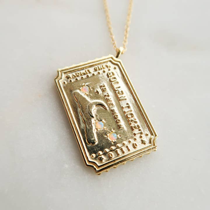 Bittersweet - Wholesale Pendant/Charm Necklace - Golden Ticket to the Moon Necklace3