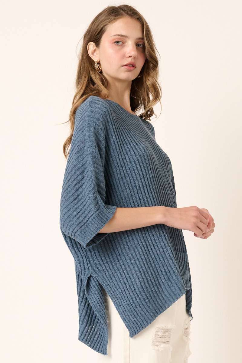mittoshop – Großhandel Strickpullover – Damen – DOLMAN-KURZARM-PULLOVER MIT RUNDHALSAUSSCHNITT IN ÜBERGRÖSSE15