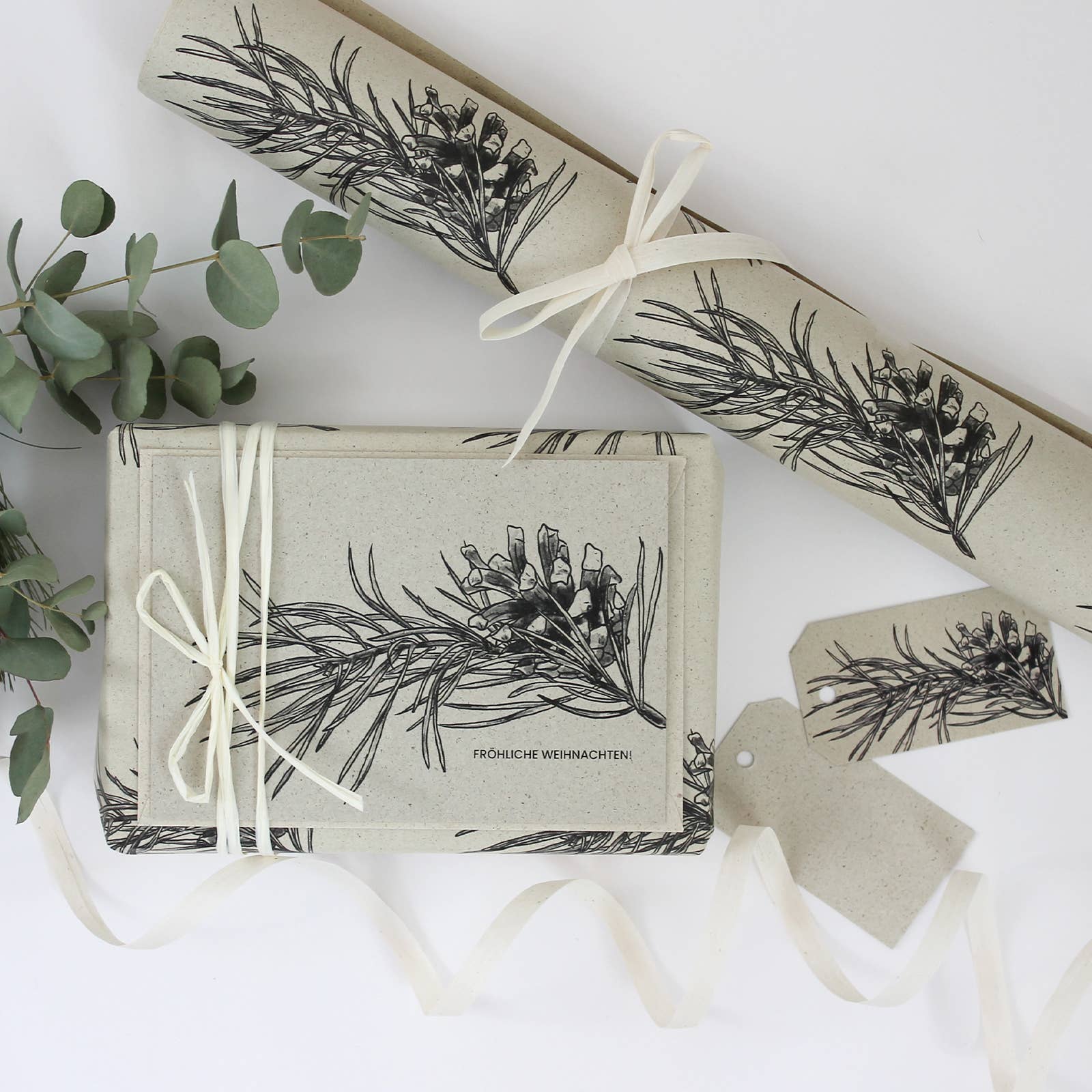 NOA Papeterie - Wholesale Wrapping Paper Roll - Gift wrap roll made of grass paper, length: 300cm, pine3