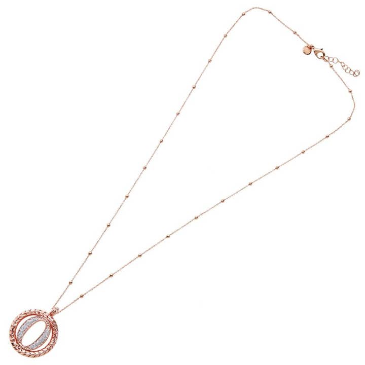 Roségouden bronzen halsketting met zilveren glitter voor wholesale door Ottaviani