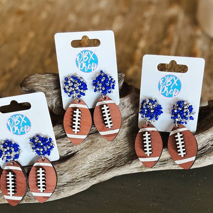 OBX Prep - Wholesale Dangle Earrings - Custom Team Bead Top Hand Painted Football Dangle Earrings11