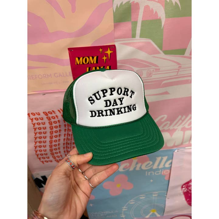 Happy Hour - Vente Casquette de camionneur – femme - Chapeau Tucker vert Support Day Drinking