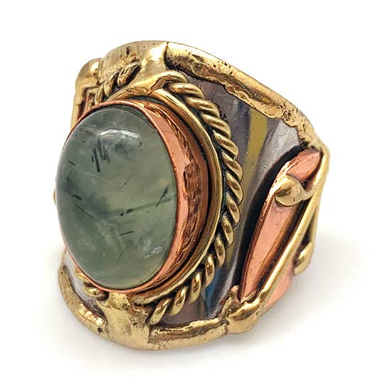 Anju Jewelry - Vendita all'ingrosso Anelli cocktail/statement - Anello in metallo misto e agata muschiata0