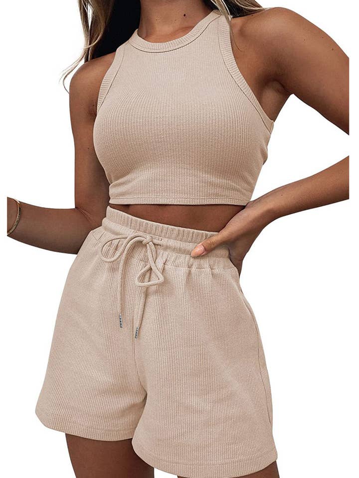 Wholesalesir - Wholesale Lounge Set - Women's - Solid Color Vest Casual Short Suit For Women