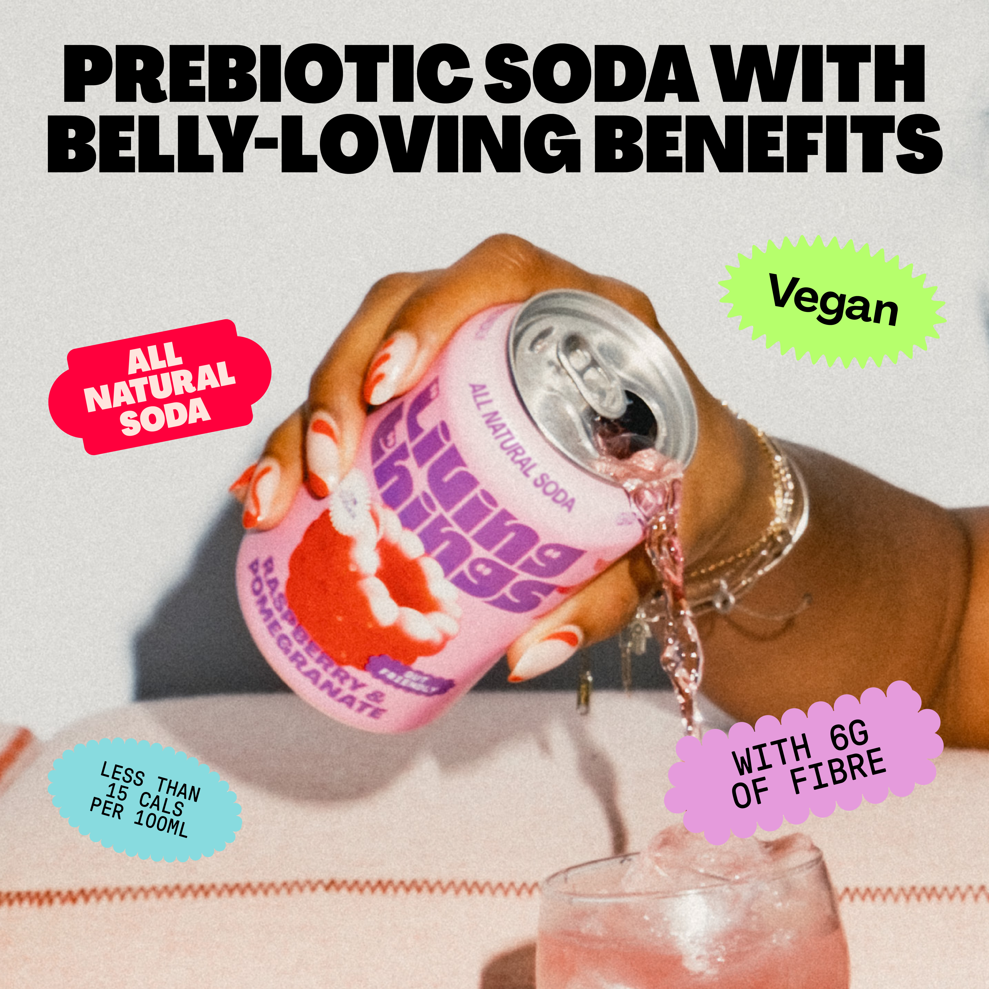 Living Things - Wholesale Soda/Carbonated Drink - Raspberry & Pomegranate Prebiotic Soda - Living Things 2