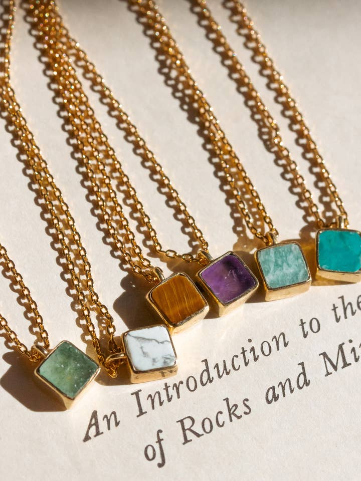 Sample Sale Square Frame Gemstone Neck- Pre-Curated 6-Pack for wholesale by Luna Norte