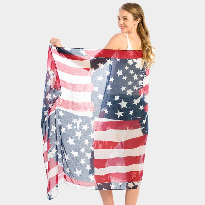 Sensibling Corp. – wholesale Scarf – Women's – American Flag Oblong Scarf1