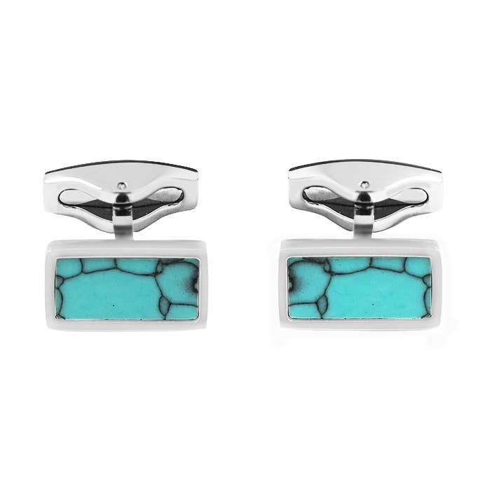 MEN'S RECTANGULAR CUFFLINKS WITH STONE - RD241112B58X for wholesale by AMORINO SRL