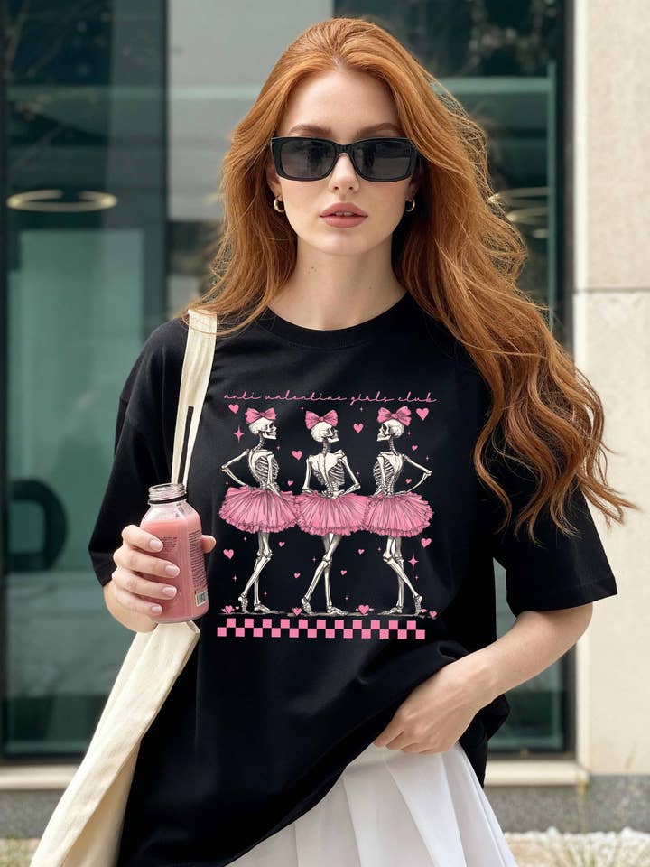 Women Soft Graphic Tee, Valentines Day, Skellies for wholesale by Khristee