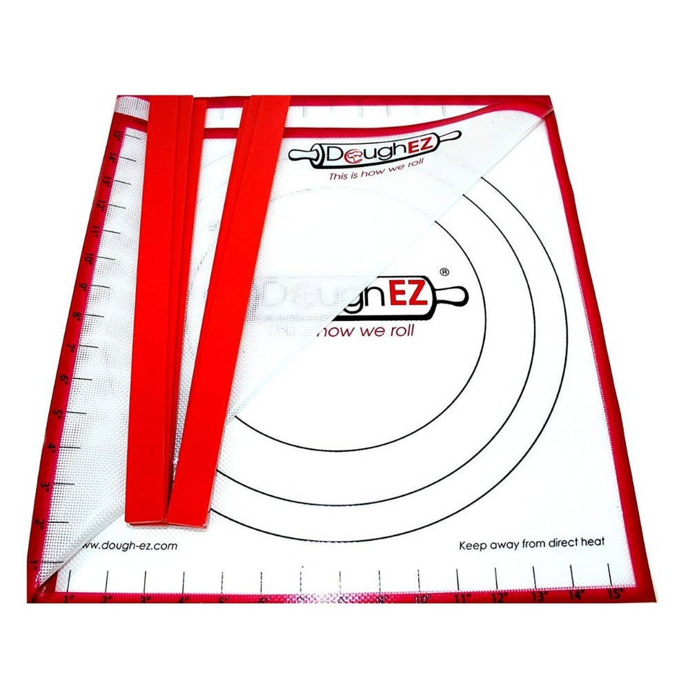 DoughEZ - Wholesale Baking Sheet/Mat - Pastry Mat Red Border with 6 Guide Sticks2