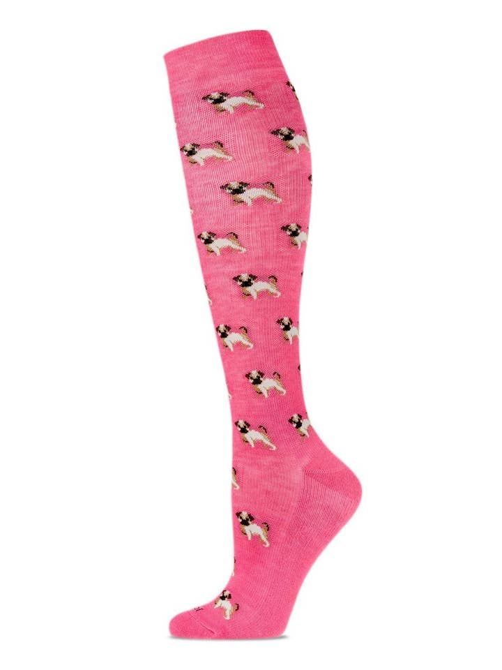 Pink MeMoi Pretty Pups 8-15mmHg Compression Socks for wholesale on Faire0