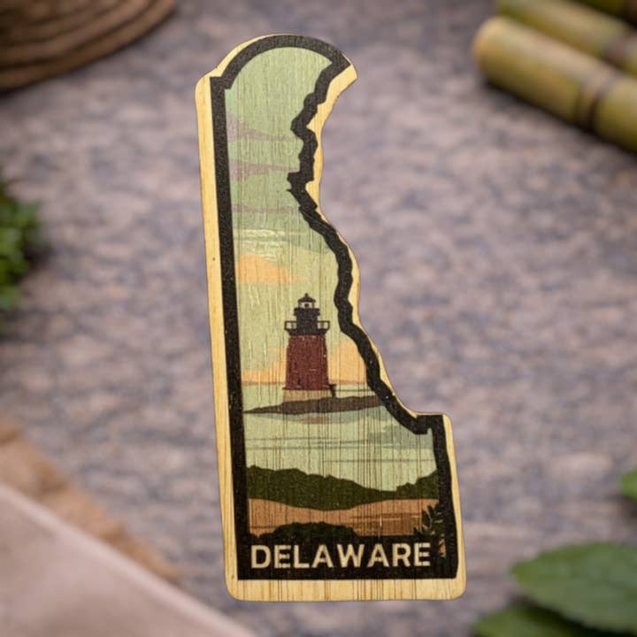 Autocollant en bambou écologique du Delaware pour la vente par Bamboo Wood Stickers