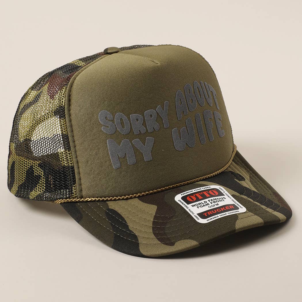 Fashion City - Wholesale Trucker Hat - Unisex - Sorry About My Wife / Husband Text Mesh Back Trucker Hat38