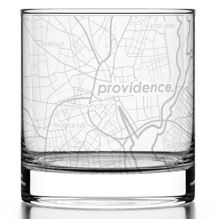 Providence, RI City Map - Etched Whiskey Rocks Glass for wholesale by Well Told