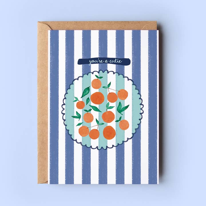 Tu es une mignonne carte de vœux rayée aux oranges fruitées pour la vente par The Shelley Society