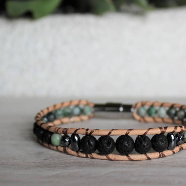 Jade - Oliediffusor armbånd for engroshandel hos Woven Stone Co.