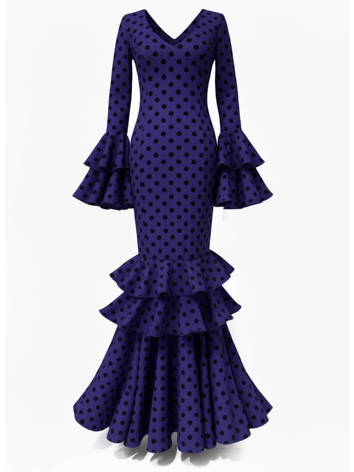 MULBERRY PURPLE FLAMENCA DRESS EMMA WU DESIGN X FLAMENCA P0485 for wholesale on Faire1