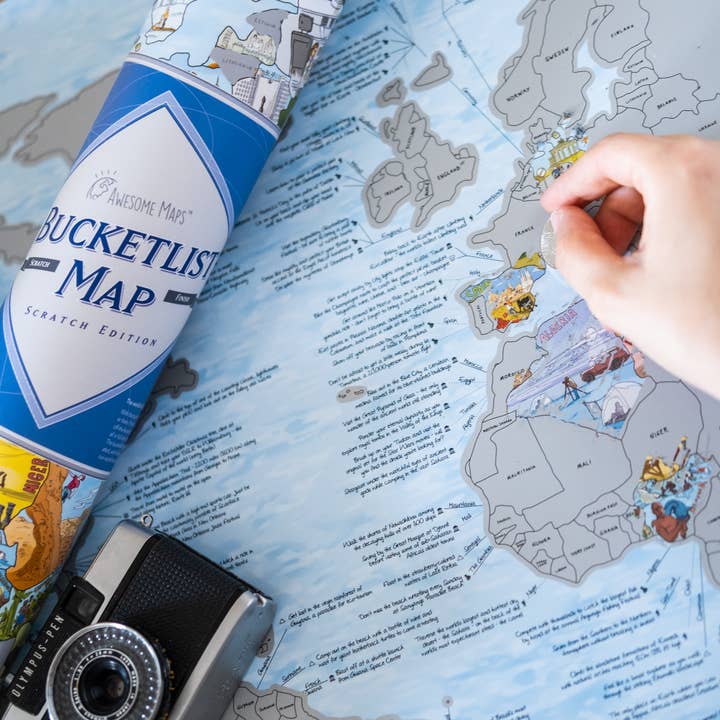 Bucketlist Map Scratch | World Map with 250 Travel Ideas and other Purchase Wholesale scratch map. Free Returns & Net 60 Terms on Faire trending on Faire.