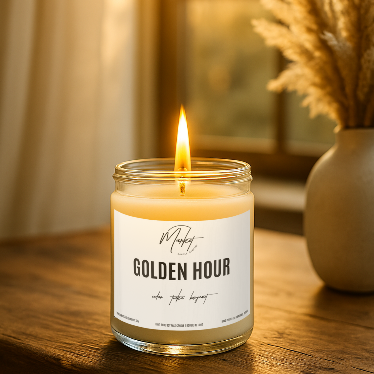 Market Candle Company - Wholesale Jar/Filled Candle - GOLDEN HOUR SOY CANDLE- WHITE LABEL3