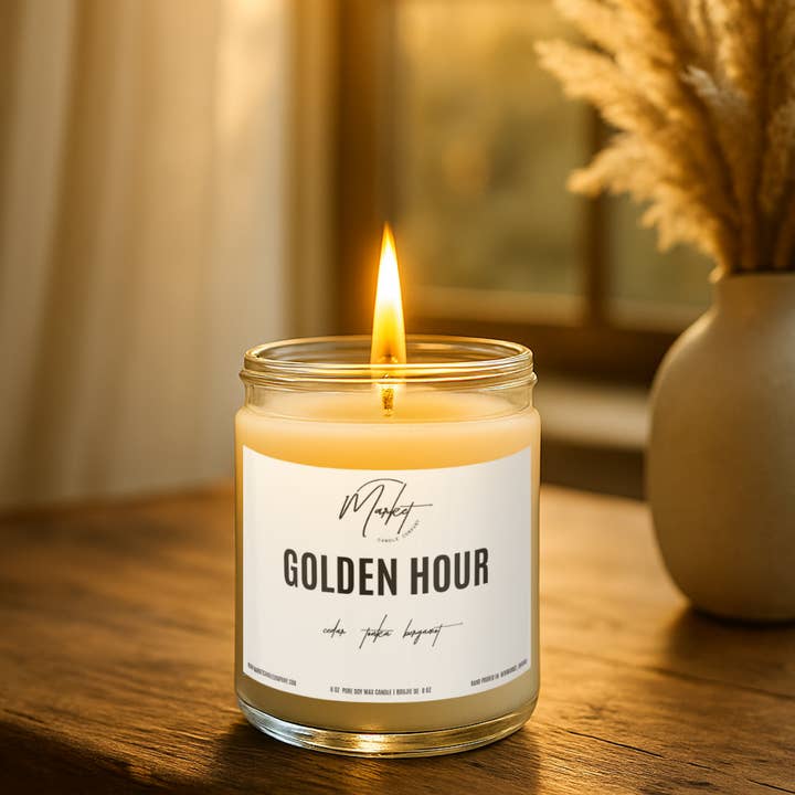 Market Candle Company - Wholesale Jar/Filled Candle - GOLDEN HOUR SOY CANDLE- WHITE LABEL3