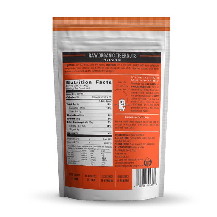 Karmalize.Me - Wholesale Nuts - Organic Tiger Nuts - 6oz Unpeeled
