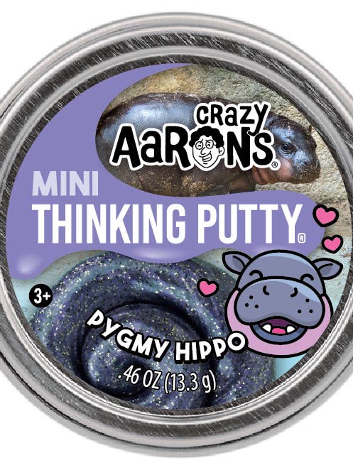 Mini Pygmy Hippo - 2" Thinking Putty Tin for wholesale by Crazy Aaron's