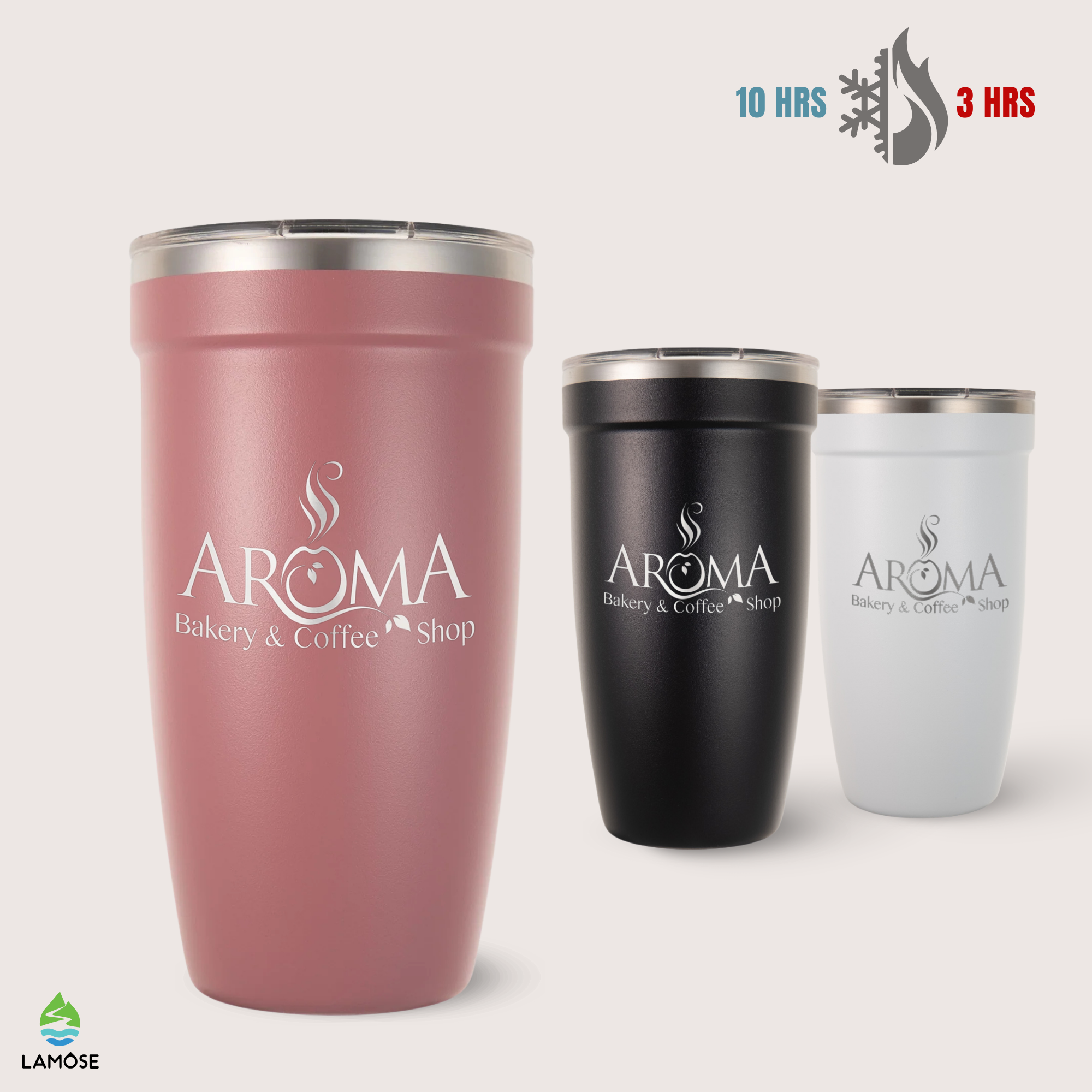 LAMOSE - Wholesale Insulated Mug/Tumbler - Custom Laser Engraved Tumbler Coffee Shop Logo Leakproof Lid15