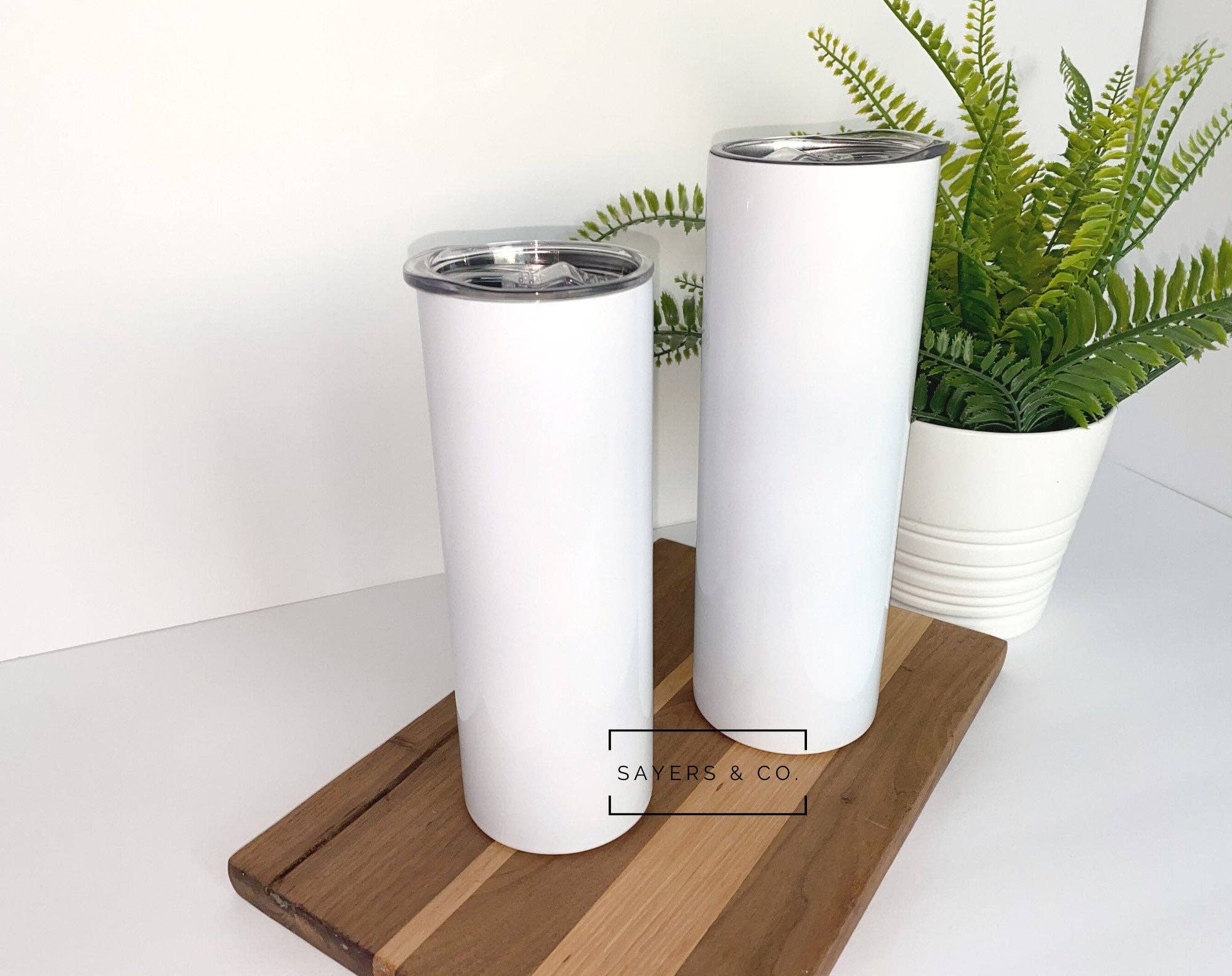 Sayers & Co. - Wholesale Insulated Mug/Tumbler - 10 PACK- 20oz or 30oz Skinny STRAIGHT White Sublimation NON Tapered Blank Stainless Steel Tumbler Water Bottle wholesale 20 oz 30 oz4