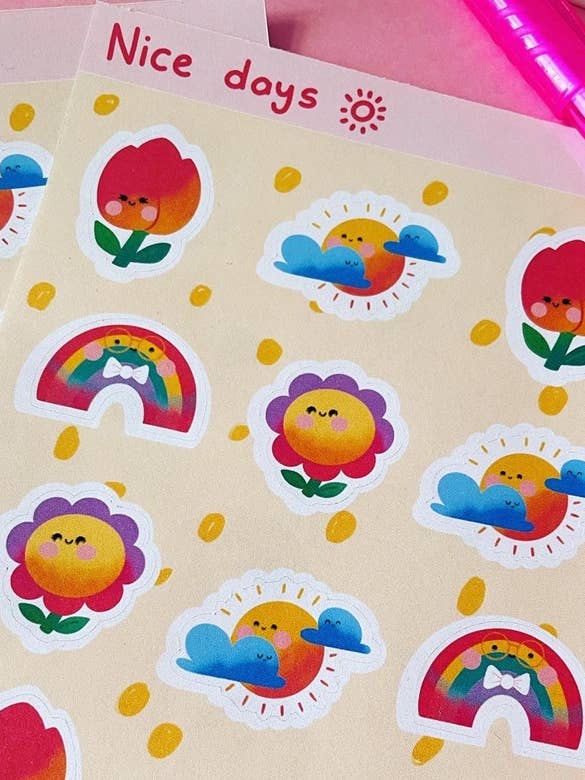 “Nice days” sticker sheet for wholesale by Girafette