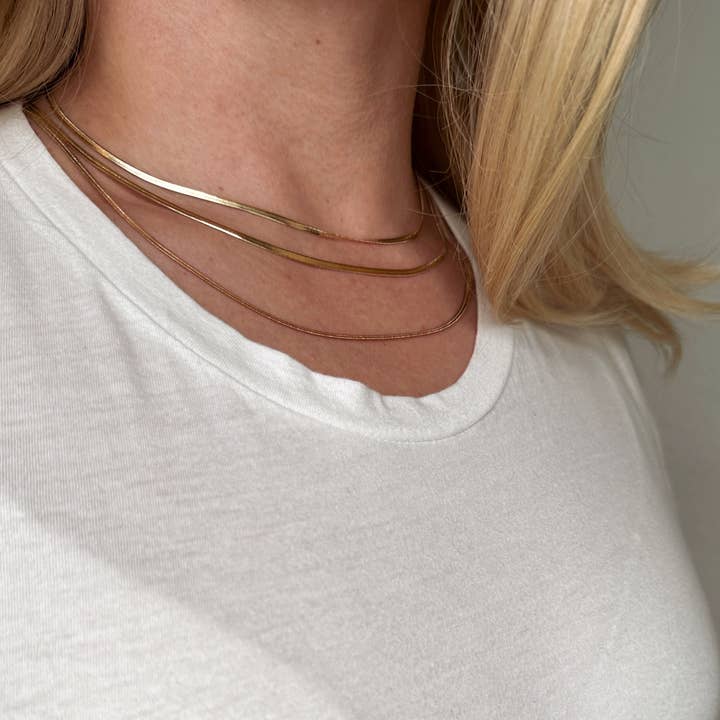 GoldFi - Wholesale Link & Chain Necklace - 18k Gold Filled 2.0mm Thickness Herringbone Chain
