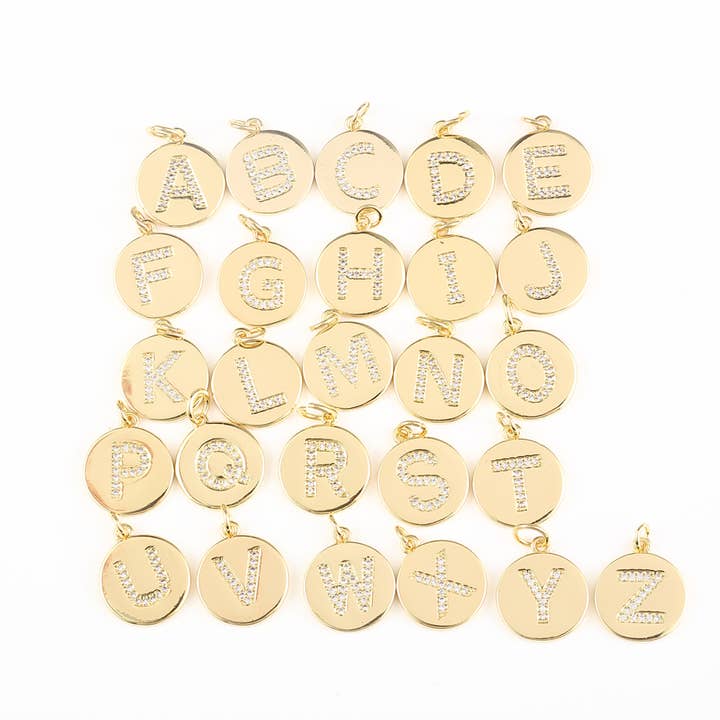 18 Karat Gold gefüllt Alphabet Charm CZ gepflastert englischen Buchstaben CP403 für den Großhandel von Beads Creation