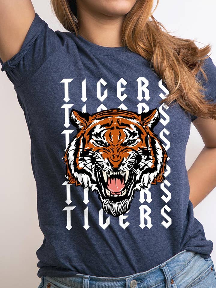 COLORBEAR - Wholesale Screen Printed T-Shirt - Women's - TIGER FACE UNISEX SHORT SLEEVE18