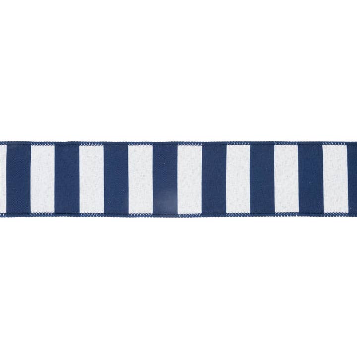 LA Ribbons Wholesale - Wholesale Ribbon - Gift Wrapping - 2 1/2" Wired Ribbon | Cabana Horizontal Stripe Navy | 10 Yard Spool
4