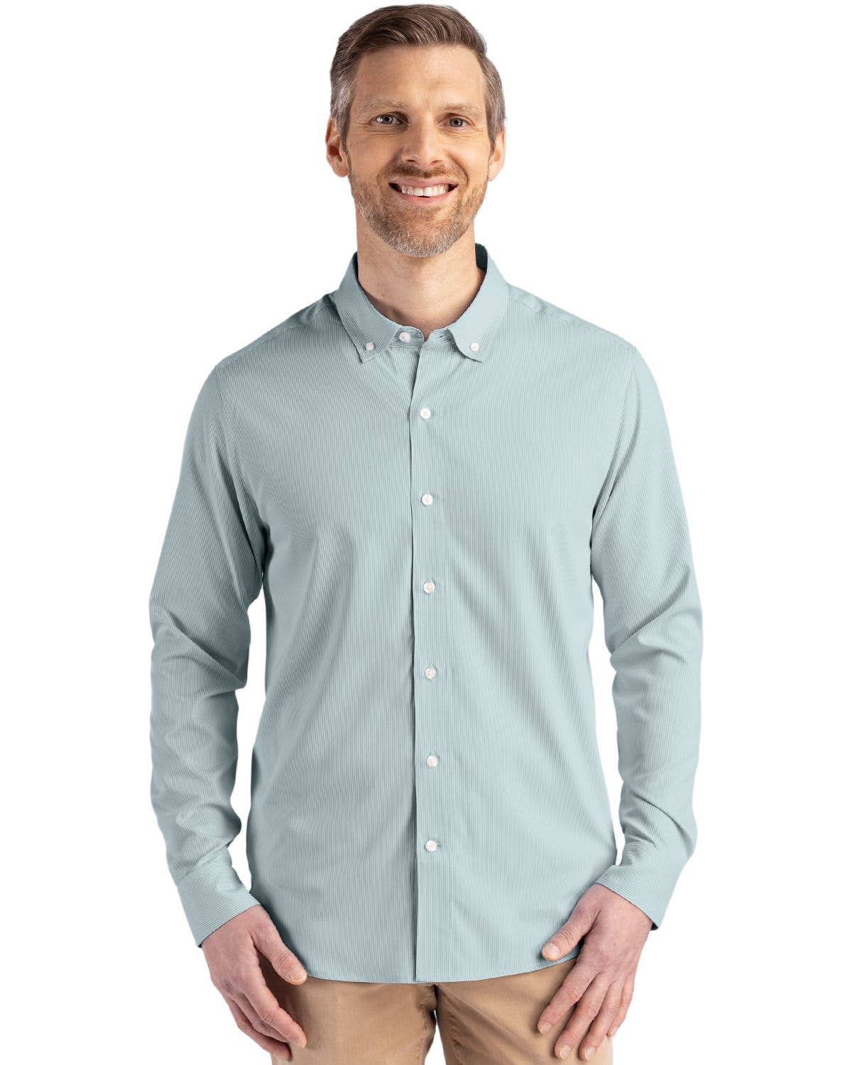 Cutter & Buck - Wholesale Button Down Shirt - Men's - Cutter & Buck Skyline Eco Pinstripe Big & Tall Dress Shirt11