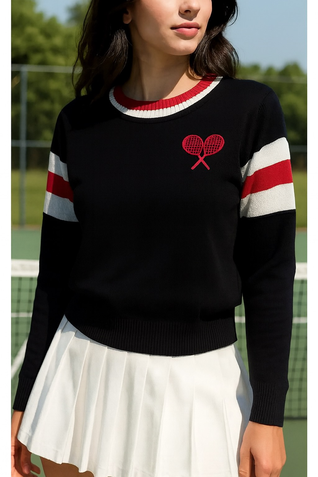 Runway Athletics - Wholesale Knit Sweater - Women's - Tennis Classic Sweater - Black0