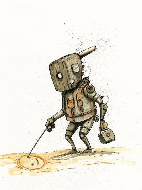 Robot Illustration Print No.1 | Signed for wholesale by Bot Pots - Cute Decorative Planters for Air Plants, Cactii,