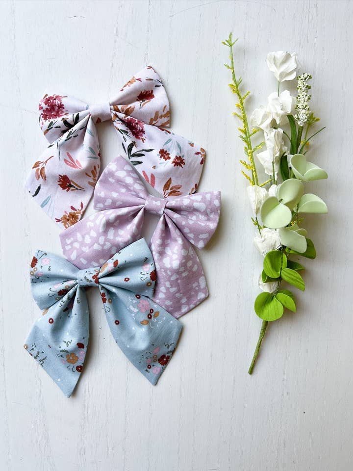 Blue Flower Sailor Hair Bows for wholesale by Little Sunshines Bow & Co