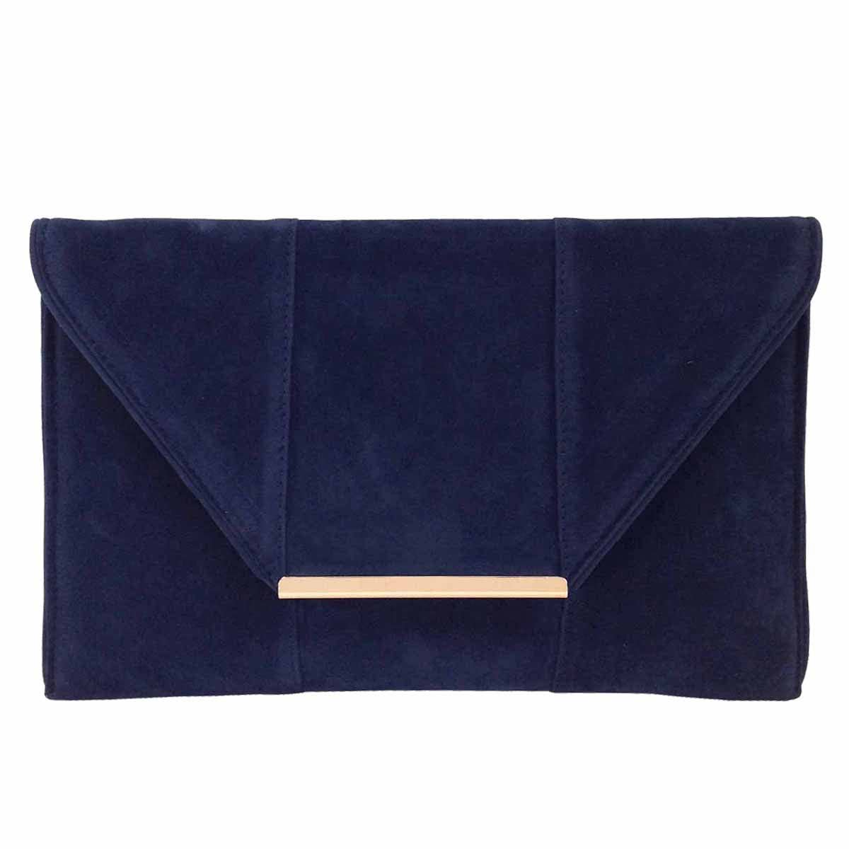 JNBFASHION.COM - Wholesale Clutch Bag - Women's - Faux Microsuede Envelope Clutch - Gold Metal Hardware8