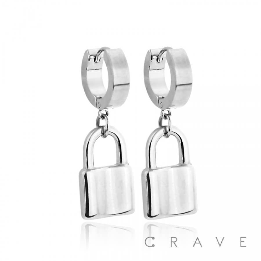CRAVE - Wholesale Huggie Earrings - PAIR OF SS HUGGIE/HOOP EARRINGS WITH LOCKS2