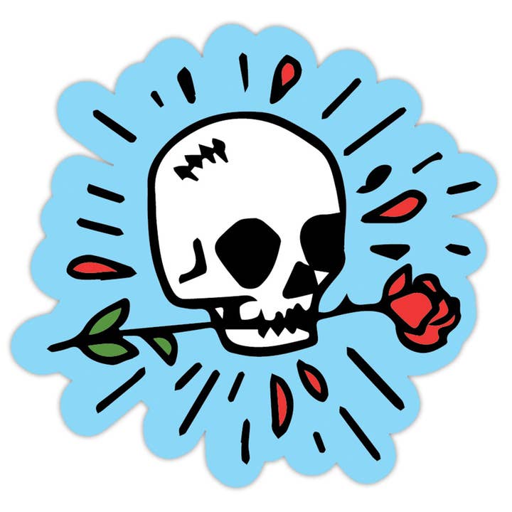 Skull & Rose Sticker for wholesale by Kosmic Soul