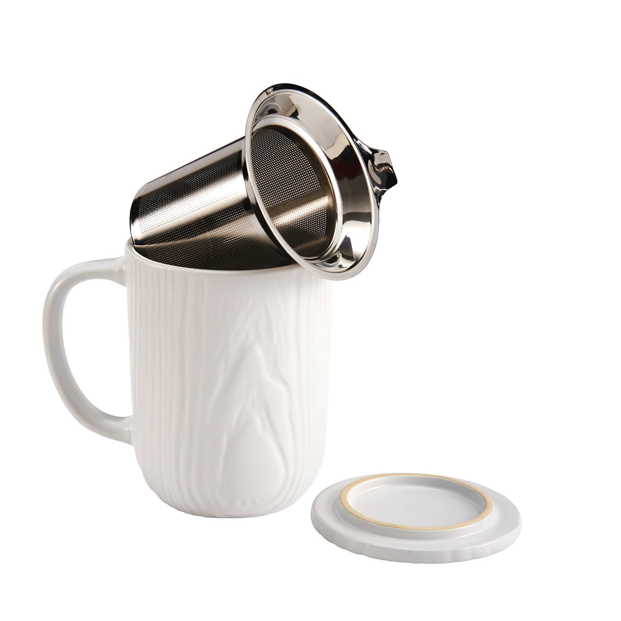 Lava Gray Tea Infuser 18 oz Mug Woodgrain for wholesale on Faire1