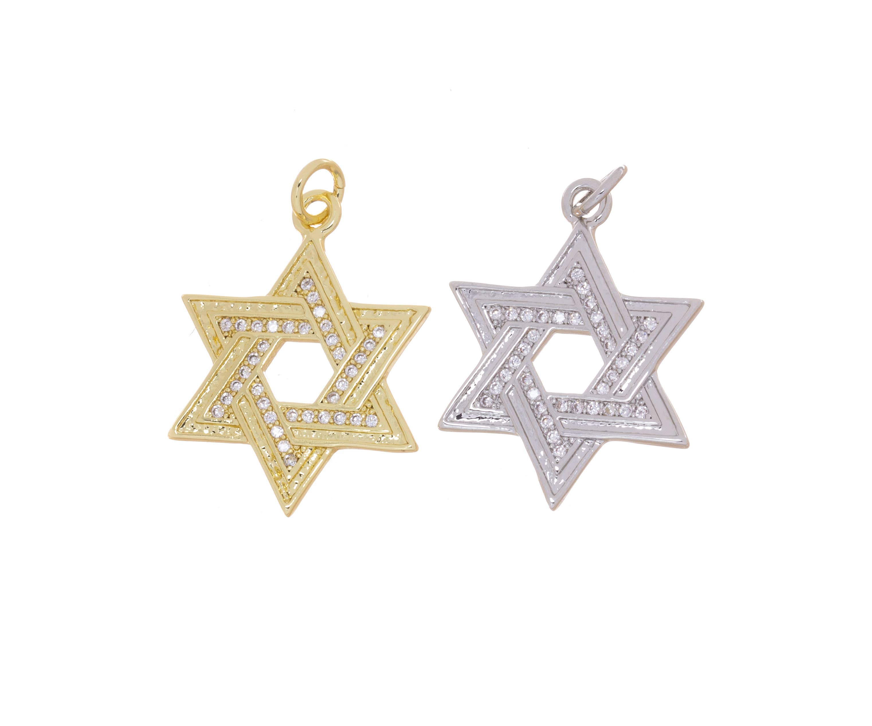 Jewel Pledge - Wholesale Individual Charm/Pendant - Gold Or Silver CZ Star of David Charm CPG-CPS28130