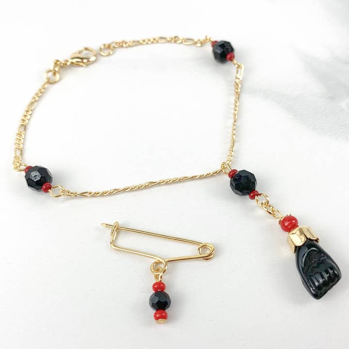 Luxus Accessories - Wholesale Brooch - 18k Gold Filled Azabache Baby Pin Brooch or Bracelet2