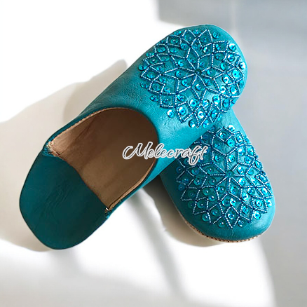 Melecraft – Engroshandel Slippers - Dame – Håndlavede marokkanske læder tøfler med broderi5