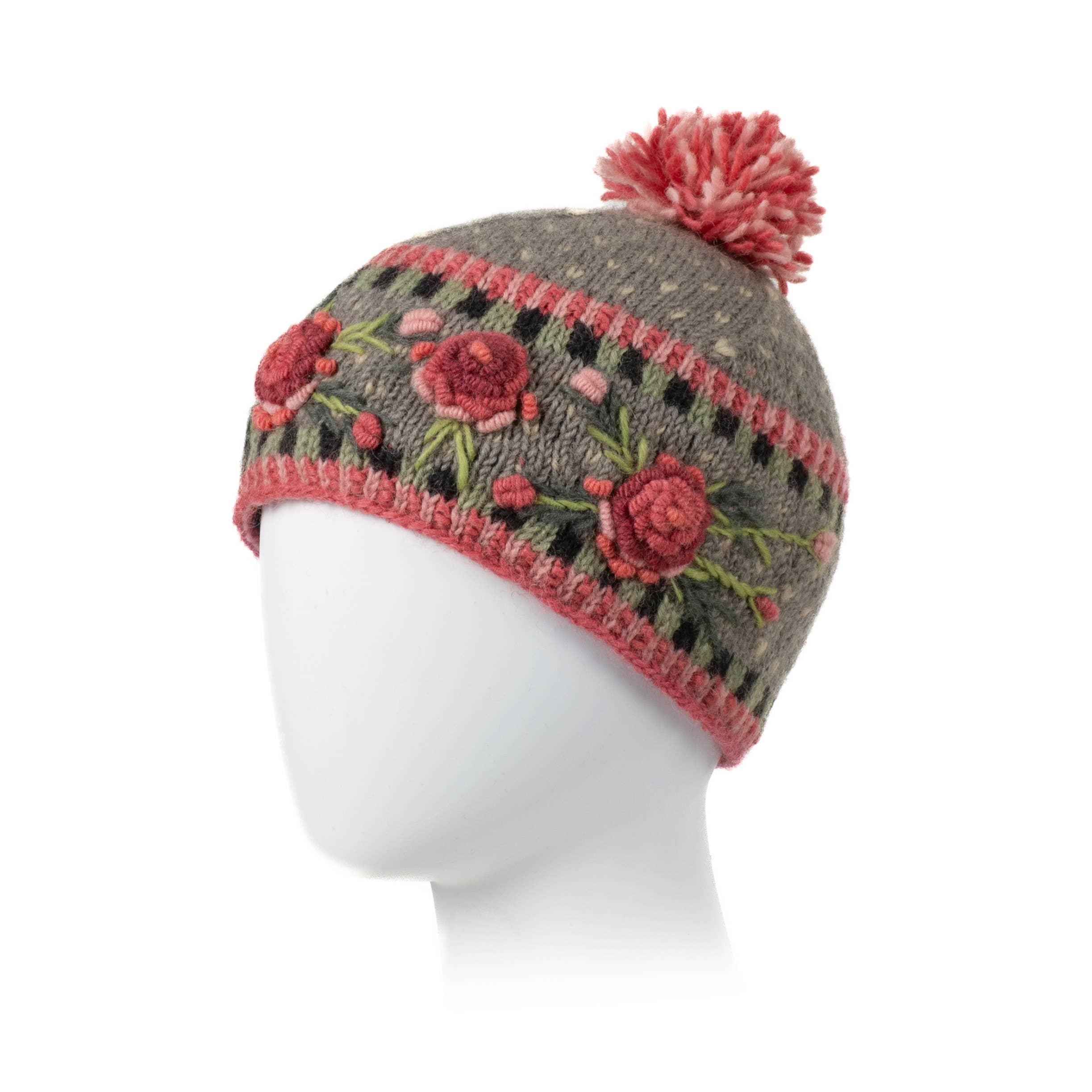 Lost Horizons Knitwear – Ships from USA - Wholesale Beanie - Women's - Aubrey Hand Knit Wool Beanie | Embroidered Floral Hat12