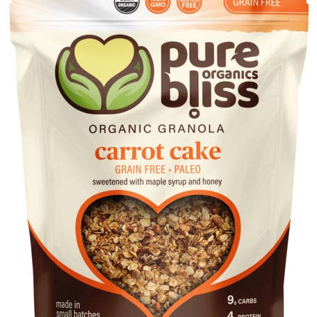 Pure Bliss Organics – wholesale Granola – Morot Cake Grain gratis Paleo - 8oz0
