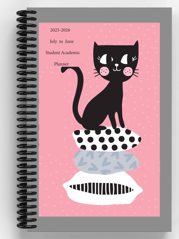2025-2026 Student Academic Planner: Black Cat on Pillows for wholesale by Anders Organizers