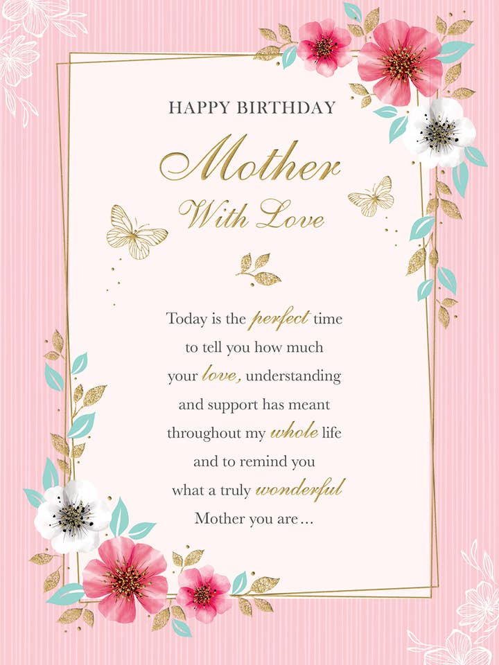 Birthday Card, Mother, Floral Panel for wholesale by Piccadilly Greetings