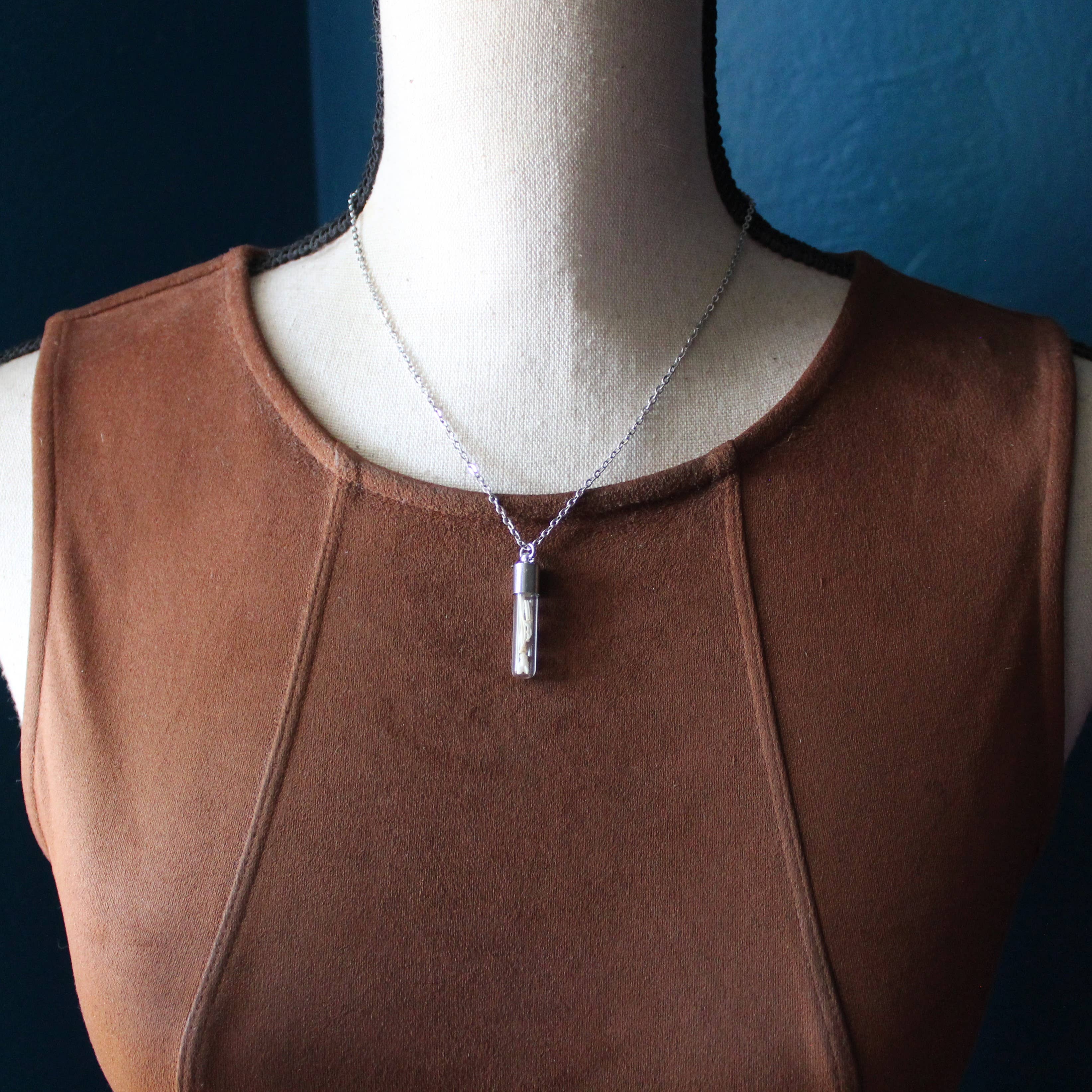 Kitty Bomb Curios - Wholesale Pendant/Charm Necklace - Bone Vial Necklaces | Oddities jewelry mini glass jar teeth5