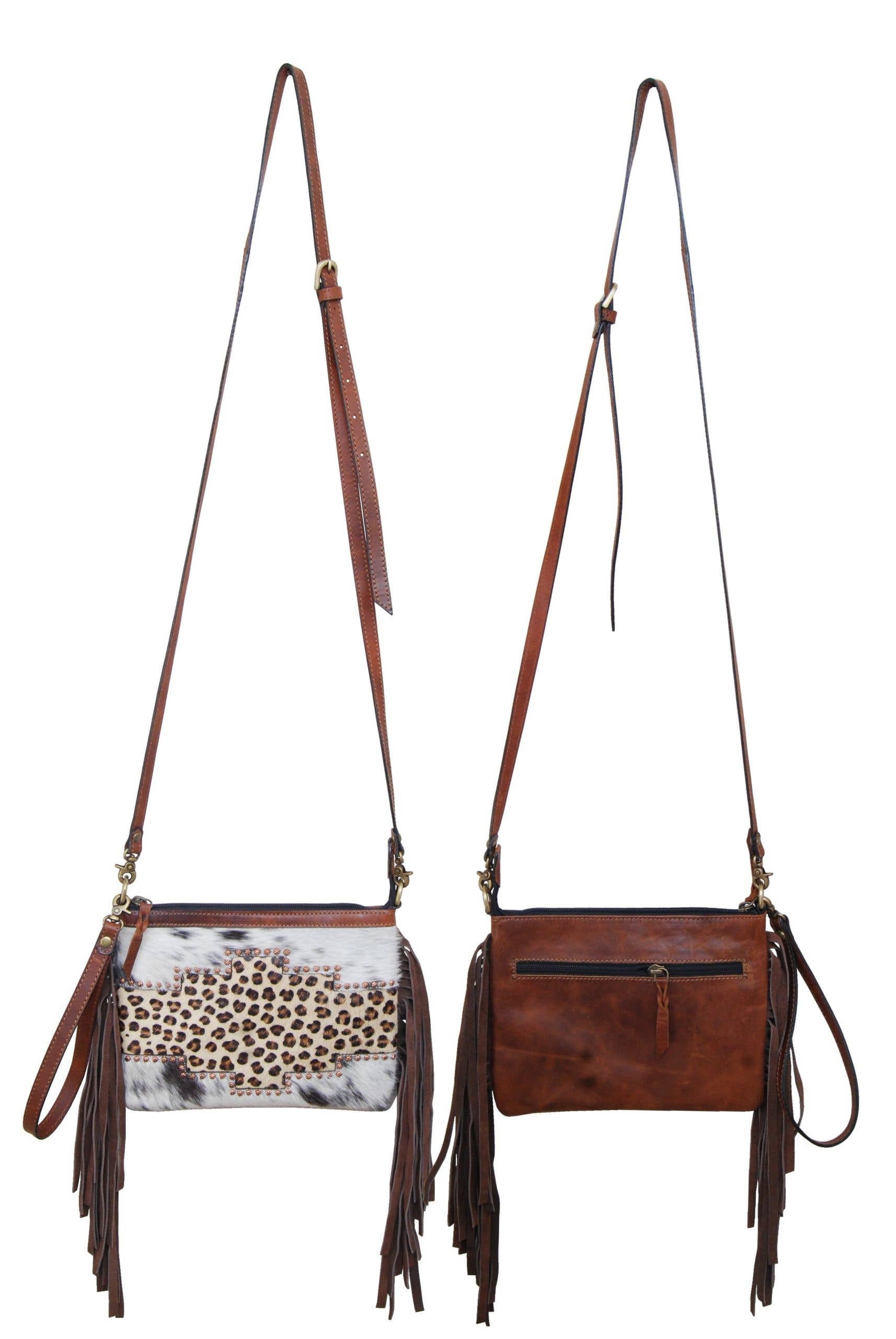 Rafter T Ranch Company - Wholesale Crossbody Bag - Women's - Cowhide And Leopard Crossbody1